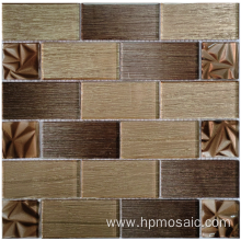 Brown mix gold pattern laminated mosaic